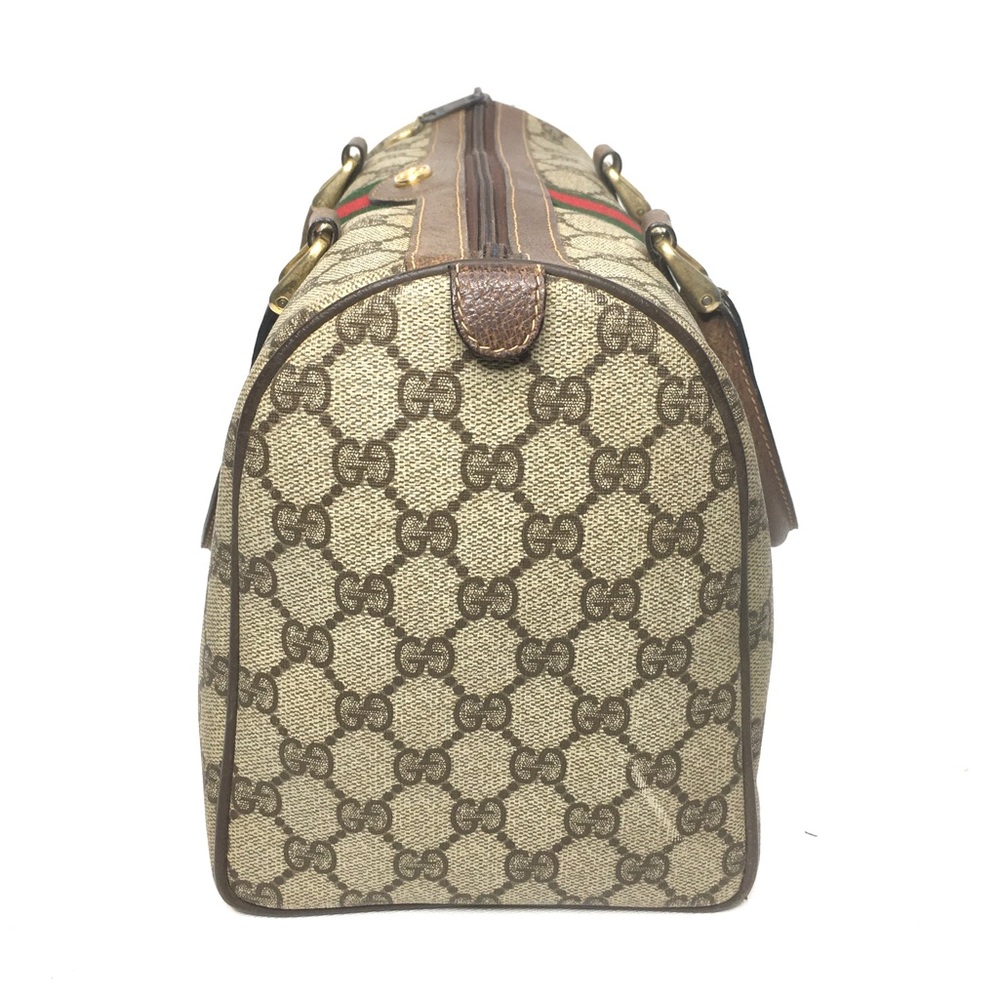 Authentic Gucci brown monogram coated canvas Boston satchel bag - Picture 12 of 16